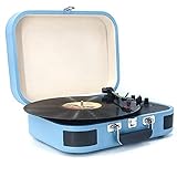 Vinyl-Player mit 2 eingebauten Stereo-Lautsprechern, Plattenspieler, kabelloser tragbarer Phonograph mit 3-Gang-Riemenantrieb, geeignet für 7/10/12-Zoll-Schallplatten
