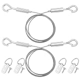 Bilder Aufhängen Schnur Verstellbare Fotoseil Bildaufhänge Set Drahtseil mit Ösen 2m × 1,5mm Edelstahlseil Aufhängedraht mit Haken zum Aufhängen von Spiegel, Bilderrahmen, Lichtlam (2 Stück)