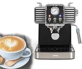Espressomaschine Siebträger Retro Elektrisch 15 Bar - Siebträgermaschine Kaffee und Espresso - Kaffeeautomat mit Milchaufschäumer - Kaffeemaschine 1,5 L Kaffeepulver Pads Cappuccino