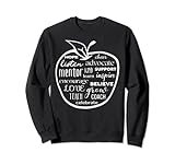 Love Teaching Heart Teach Werbung Adjektive Worte in Apfel Sweatshirt