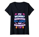 Damen Graduated Mom – My Hero & Inspiration – Familien-Andenken-T-Shirt T-Shirt mit V