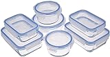 Amazon Basics - Frischhaltedosen aus Glas für Lebensmittel, mit Deckel, 14 -teiliges set (7 Behälter + 7 Deckel), BPA-freie