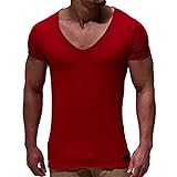 ZYUD Oversize Herren Vintage T-Shirt V-Neck Basic V-Ausschnitt Shirt Herren Sommer T-Shirt Slim Fit Baumwolle-Anteil Moderner Männer T-Shirt Sweatshirt Kurzarm Slim Fit Men