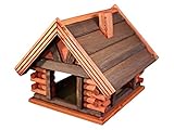Damian-Wiklina Vogelhäuschen Vogelhaus aus Holz Vogelhäuschen Nistkasten (Rotbraun, Mit einem Ständer)