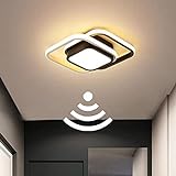 LED Deckenlampe mit Bewegungsmelder innen lampe Deckenleuchte Flur 3000K Warmweiss mit Sensor Flurlampe Decke 36W Schwarz für Treppe Veranda Garage Balkon Abstellraum Keller
