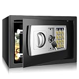 Tresor feuerfest wasserdicht, wasserdichter und feuerfester Safe, 8,5 l Mini-Digital-Safe für Geld, Wand- oder Schrankverankerung, für Büros, Hotels, Zuhause, 31 B x 20 T x 20 H cm, Schw
