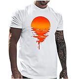 NQyIOS Ski Gadgets Männliche Sommer Casual Setting Sun Print T-Shirt Bluse Rundhals Kurzarm Tops T-Shirt Musik (White, XXL)