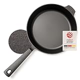STUR® - ORIGINAL Gusseisenpfanne Induktion 28 cm - Cast Iron Pan für alle Herdarten - Pfanne Gusseisen fein geschliffen - 100% Made in Germany - frei von künstlicher ANTIHAFT-BESCHICHTUNG & k