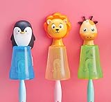 V-Ting Zahnputzbecher mit Zahnbürstenhalter Kinder Cartoon Tiere Bad Badezimmer Becher Glas Badekugel Halter Halterung Toilette WC Zahnbürste Zahncreme Zahnpasta (Löwe)