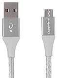 Amazon Basics - USB-2.0-A auf Micro-B-Kabel mit doppelt geflochtenem Nylon | 1,8 m, Silber