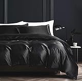 Damier Satin Bettwäsche 135x200cm Schwarz Bettbezug Set 4 Teilig Hochwertiges Satin Deckenbezug mit Reißverschluss und 2 Kissenbezüge 80 × 80 cm