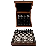 Schachset | Handgefertigt | Holz Schachbrett mit Aufbewahrung | Hochwertig | Luxusausgabe | Metall Schachfiguren | Schachspiel | 40 x 40 x 7 cm | Schachspiel kaufen