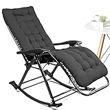 Plerile Relaxliege Gartenliege Faltbar | Schwungliege | Liegestuhl Wetterfest | Sonnenliege Atmungsaktiv | Ergonomisch Relaxliege | 150 Kg Belastung (Color : Lounge Chair with Black Mat)