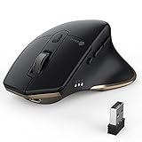 Bluetooth Maus, iClever Rechargeable Ergonomiche Maus Kabellose Mouse, Wiederaufladbarer Akku, Multi-Device, 800/1200 / 1600/2000 / 2400 DPI,7 Buttons for PC/Laptop/Tablet/MacBook, Schwarz