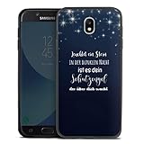 DeinDesign Slim Case extra dünn kompatibel mit Samsung Galaxy J7 Duos 2017 Silikon Handyhülle schwarz Hülle Schutzengel Sprüche Motivation