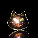 Yuexincheng 13 Leuchtstile Halloween Aufkleber Gießer Wand Tür Windows Dekoration Halloween Totenkopf Kürbis Hexe Beleuchtung LED Farbe Leuchtend Aufkleber (10 Stück) (Katze)