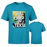 T-Shirt selbst gestalten * Aqua Blau in 3XL * Bedruckt mit eigenem Foto Text Logo Name * ringgesponnene Baumwolle * viele Farben und Größ
