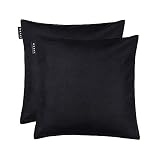 LINUM Annabell Elegant Kissenhülle 40x40 cm 2er-Pack, 100% Baumwolle, Maschinenwaschbar, Schw