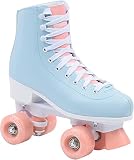 MADIVO Pastel Damen Klassische Retro Rollschuhe | ABEC-7 Kugellager | Mädchen Roller Skates Inliner Inlineskates | Blau/Koralle | Gr. 35, 36, 37, 38, 39, 40, 41 (37)