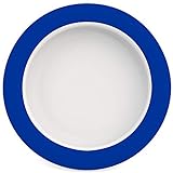 Ornamin Teller mit Kipp-Trick Ø 20 cm blau | Spezialteller mit Randerhöhung für selbstständiges Essen | Esshilfe, Melamin, Anti-Rutsch Teller, Tellerranderhöhung