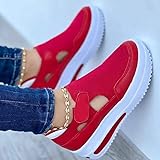 MQSHUHENMY 2022 Spring Sneakers Women Casual Breathable Sport Shoes, Fly Woven Breathable Casual Mesh Shoes, Casual Shoes Women's Spring and Summer New Flat (Red,36)