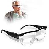 Aooeou Vergrößerungsbrille mit Licht Lupenbrille für Brillenträger LED Lesebrillen Batterie Hände Frei Blaulichtfilter,5 Ersatzbatterien,Lesen,Nähen,Reparatur,Senioren (Optische Vergrößerung auf 250%)