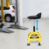 LOYEMAADE Werkstatthocker Mit Rollen,360° drehbare Werkstattsitz,Werkstatt Rollsitz Einstellbare Höhe Arbeitssitz für Werkstätten, Büros und Arbeitsp