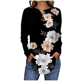 Generisch Oberteil Damen Elegant V-Ausschnitt Print Top Damen Elegant Festliches Party Tunika Damen Langarm Schicke Sexy Top Vintage Lässige Shirtbluse Damen Angebote Tages Blitzangebote L