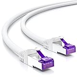 deleyCON 5m RJ45 Patchkabel Ethernetkabel Netzwerkkabel mit CAT7 Rohkabel S-FTP PiMF Schirmung Gigabit Lan Kabel SFTP Kupfer DSL Switch Router Patchpanel - Weiß