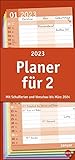 Basic Planer für zwei 2023 - Wandkalender mit Monatskalendarium, 3 Spalten, Schulferien, 3-Monats-Ausblick Januar bis März 2024 - 21 x 45 cm