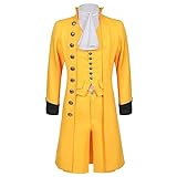 FASLOLSDP Halloween-Kostüm für Herren, Stehkragen, schmale Passform, mittellanger Trenchcoat im britischen Stil mit Schafhufärmeln Anzug Teenager Jungen (Yellow, M)