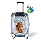 Elastisch Reise Kofferschutz-Bezug,Anti-Kratzer Staubdicht Wasserfeste Print Trolley Case Schutzhülle,Waschbar Können Wiederverwendbar Luggage Cover Odot Schutzhülle (Golden Retriever,XL)