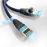 Ultra HDTV CAT 8.1 Netzwerkkabel – 1 Meter, 40 Gbps LAN Kabel, Patchkabel Gigabit RJ45 Ethernet, Knickschutz, Nylon-Ummantelung mit 40.000 Mbit Glasfaser