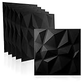 WANEELL - 3D Wandpaneele Diamond Design - 12x 50cm x 50cm Wandplatten (3qm) - Hochwertige PVC Paneele ideal für die Gaming Wand - Auch als Deckenpaneele verwendbar (3d Wandpanele Tapeten Schwarz)
