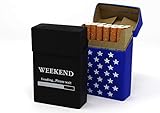 2X Zigarettenbox aus Silikon - Weekend und Sterne dunkelblau - Zigarettenhülle - Zigarettenetui - passend für eine Zigarettenschachtel in Standardgröße - auch passend für die neuen 21er Schachteln