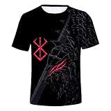 MR.YATCLS Berserk T-Shirt 3D - Japanisches Anime Manga Berserk Guts Bedrucktes T-Shirt Unisex - Anime Cosplay Kostüm Rundhals Kurzarm T-Shirt Herren/D