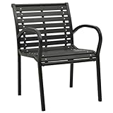 [CARESHINE] 2er-Pack Outdoor-Stühle – stilvolle Terrassenmöbel für perfekte Sitzgelegenheiten im Garten – langlebige Stahl- und WPC-Konstruktion – elegante schwarze Gartenstühle
