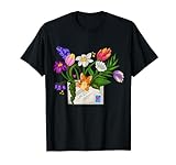 Love Letter Cat with Flowers Valentines Day T-Shirt