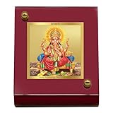DENMOUS AMZ899 Bilderrahmen, 24 Karat vergoldete Folie, Lord Ganesha, für Armaturenbrett, Auto-Idol, Tischdekoration, Holzrahmen, religiöser Pooja-Gebetsrahmen für Geschenk, MDF 1B (6,5 x 5,5 cm),