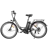 BIKFUN E-Bike 26 Zoll Elektrofahrrad mit 15Ah/540Wh Abnehmbar Lithium-Akku bis 70KM | 350W Pendler Elektrofahrrad für Erwachsene Damen Herren | City E-Bike mit Shimano 7-Gänge 32km/h Pedelc (Schwarz)