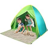 Strandmuschel, Pop up Strandzelt mit Windschutz Reißverschlusstür und UV-Schutz, Familie Kinder Portable Outdoor Beach Tent für 2-3 Personen