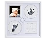 Baby Handabdruck und Fußabdruck Bilderrahmen Set in weiß, Abdruckset Made in Germany, besonderes Geschenk zur Geburt für Neugeborene, auch für Babyabdrücke von Zwillingen geeignet