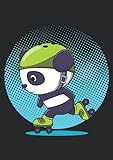 Notizbuch A4 liniert mit Softcover Design: Rollschuh Panda Geschenk mit Helm Inliner Skater Kinder: 120 linierte DIN A4 Seiten