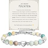 JEWTOP Geschenke für Tochter, Mutter Tochter Geschenk Armband An Meine Tochter Geschenke zum Geburtstag Weihnachten Abschluss Einschulung (Amazonite)