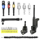 QWORK® 20 Stück Winkelschrauber Set, 2 x 105 ° Winkelschrauber Vorsatz Adapter, 1 x Bohrer Verlängerung, 6 x Stecknuss Adapter, 10 x silbernes bit,1 x L -Schraubenschlü