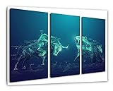 Stier vs. Bär – Börse Aktienals Leinwandbild 3 teilig | Größe: 120x80 cm | Wandbild | Kunstdruck | fertig bespannt