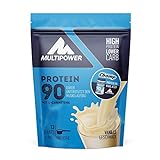 Multipower Protein 90 Proteinpulver 390g, hochwertiges Eiweißpulver mit 35g Eiweiß pro Portion, für leckere Shakes zum Muskelaufbau, Vanille