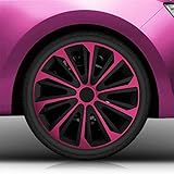 Autoteppich Stylers 14' 14 Zoll Radkappen/Radzierblenden 14' Nr.006 (Schwarz-Pink), passend für Fast alle Fahrzeugtypen (universal)