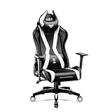 Diablo Gaming Stuhl X-Horn 2.0 Bürostuhl Gamer Chair Schreibtischstuhl 3D Armlehnen Ergonomisches Design Nacken/- Lendenkissen Kunstleder Wippfunktion Schwarz-Weiß Normal (L)