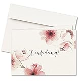 FRUITPRINTS - 20er Set Einladungskarten & Umschläge - Klappkarten Format A6 (Kirschblüten)